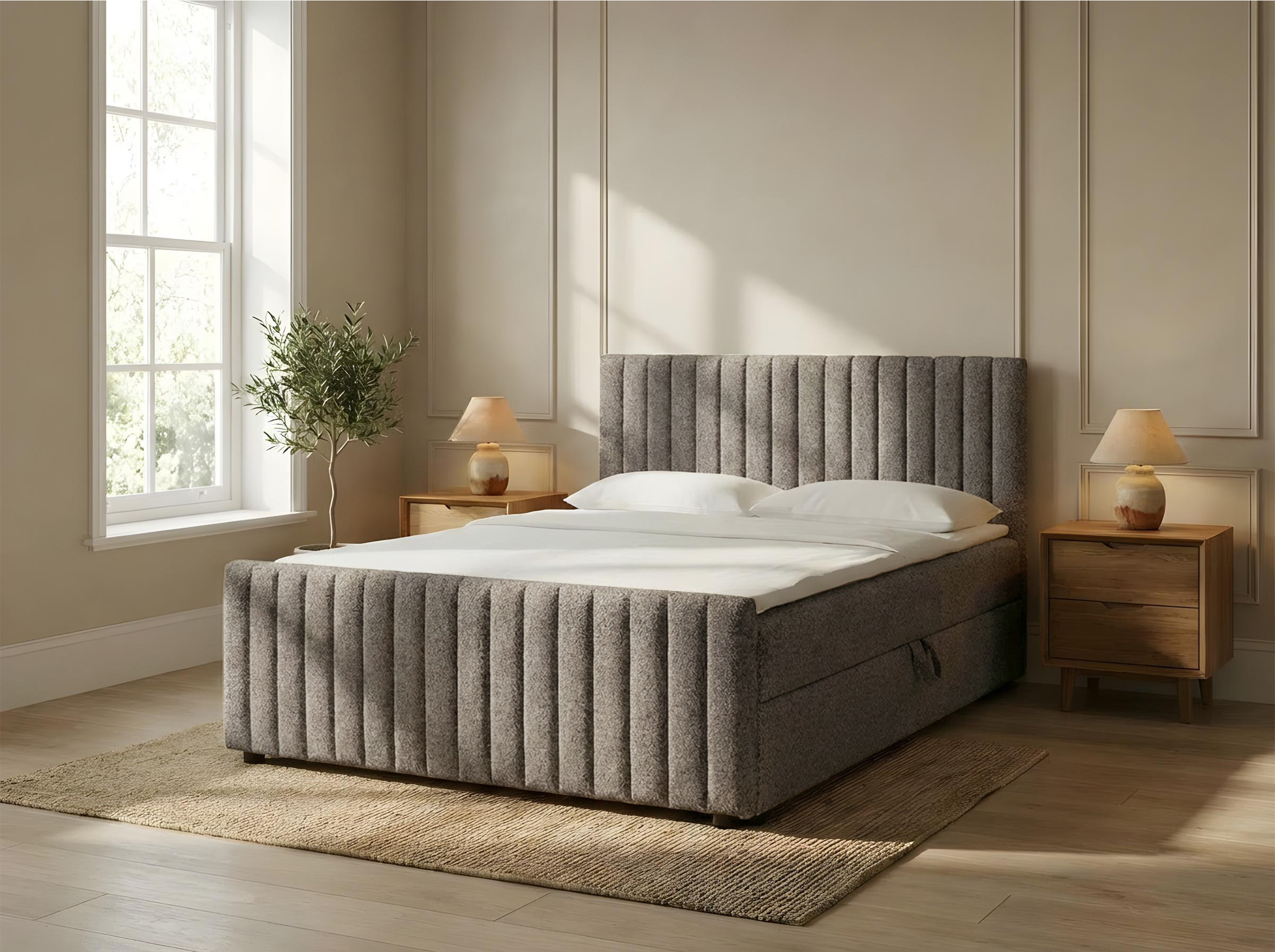Łóżko kontynentalne box Tiki boucle baranek 180x200