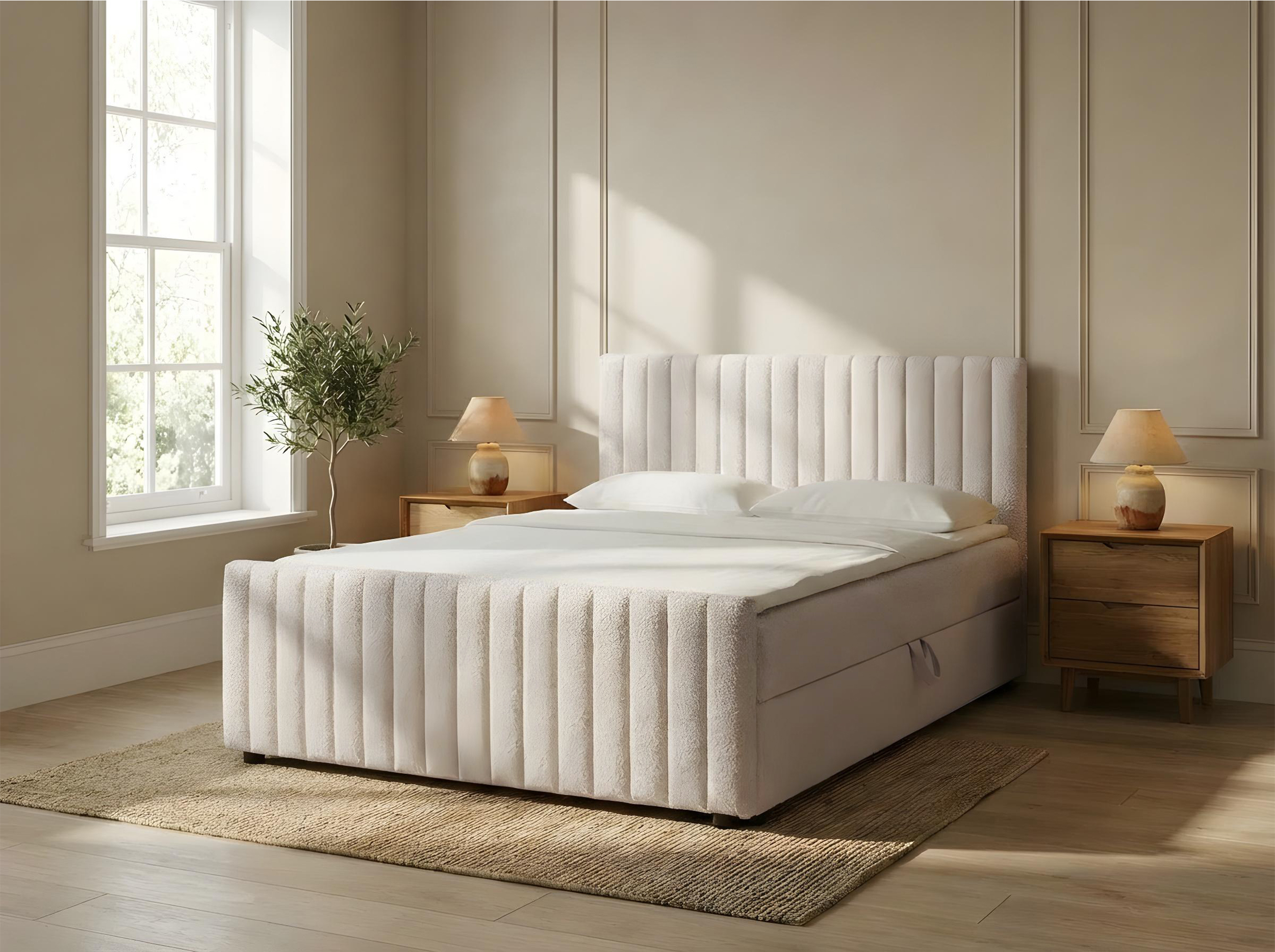 Łóżko kontynentalne box Tiki boucle baranek 120x200