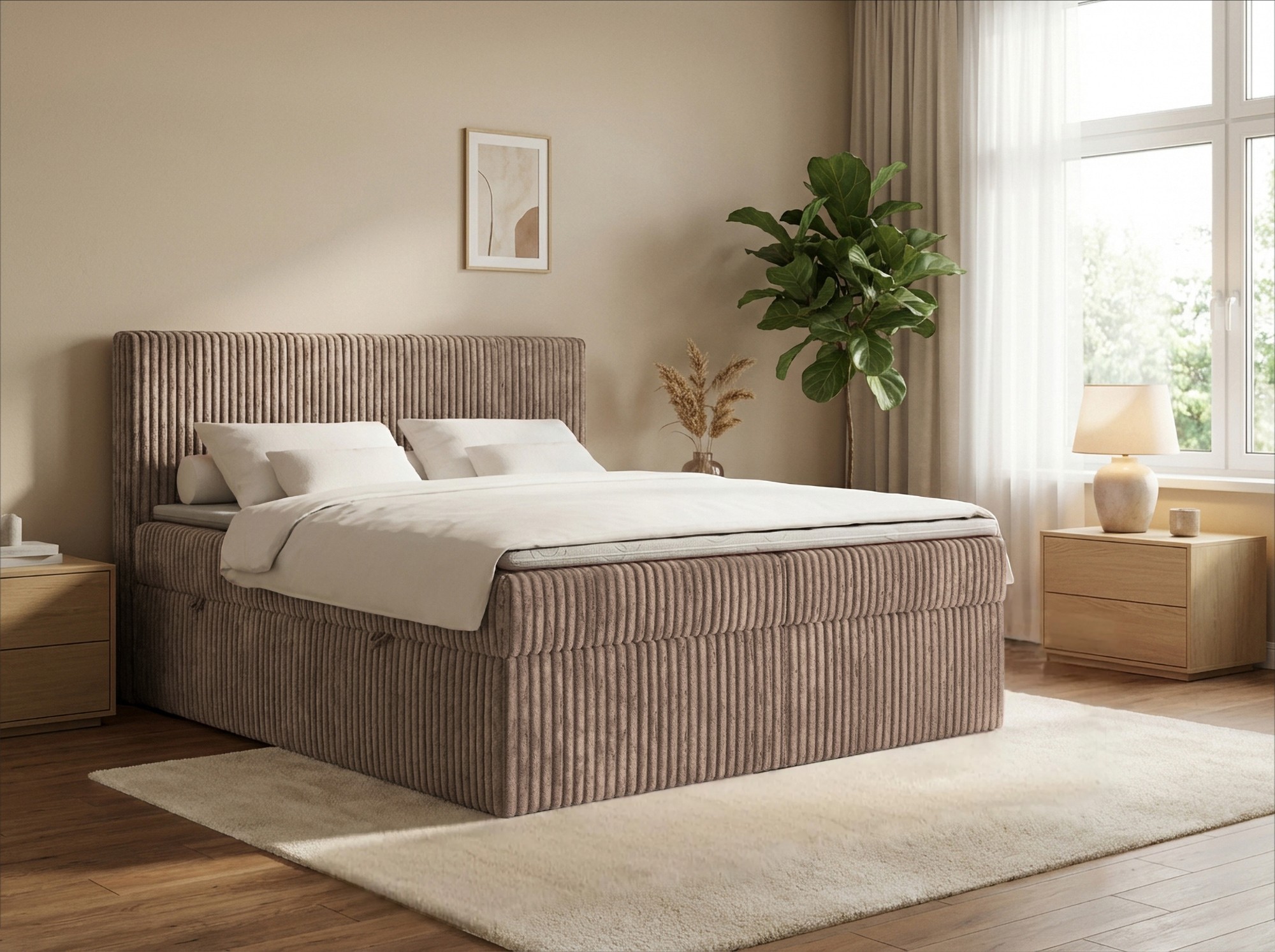 Łóżko kontynentalne box Marbella gruby sztruks 120x200 boxspring