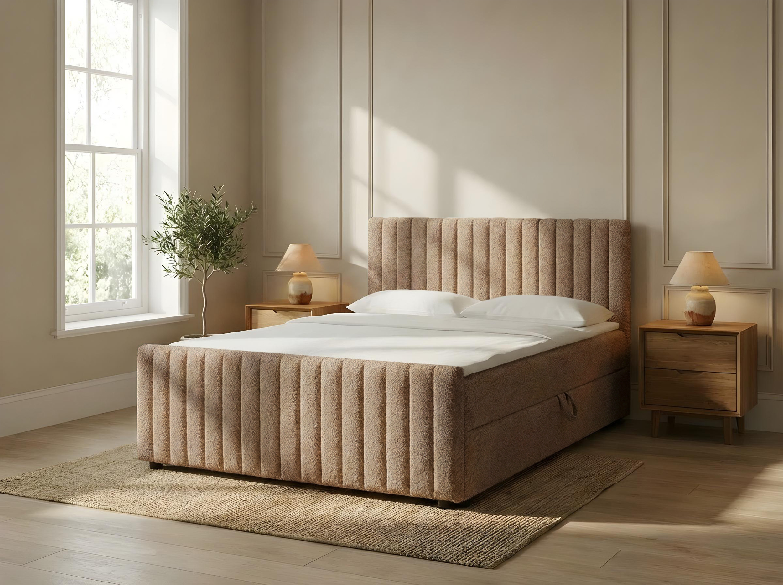 Łóżko kontynentalne box Tiki boucle baranek 160x200