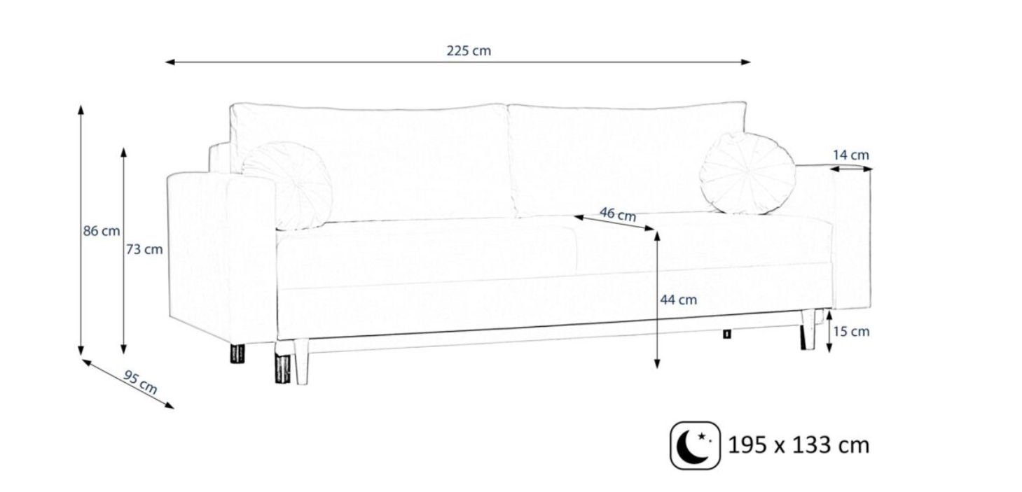 Sofa rozkładana Amaro 3 osobowa z funkcją spania 9