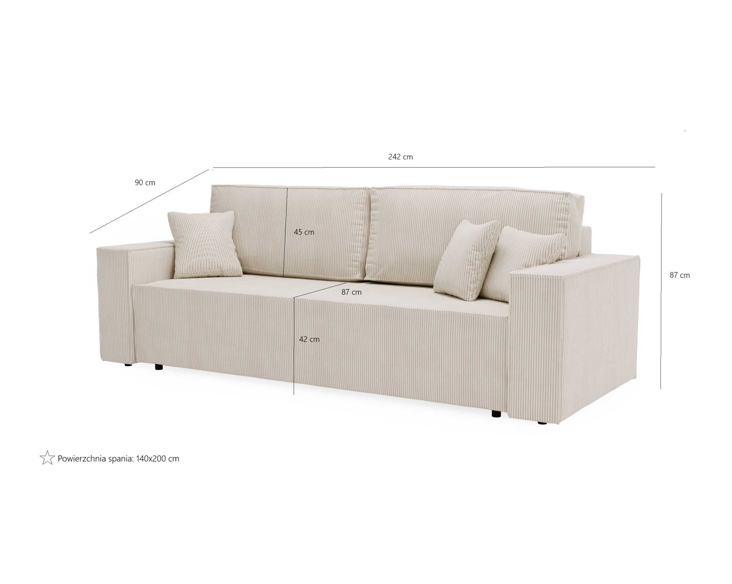 Sofa rozkładana Armando pojemnik funkcja spania 140x200 8