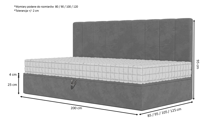 Łóżko dziecięce i młodzieżowe Milo z pojemnikiem 90x200 cm 5