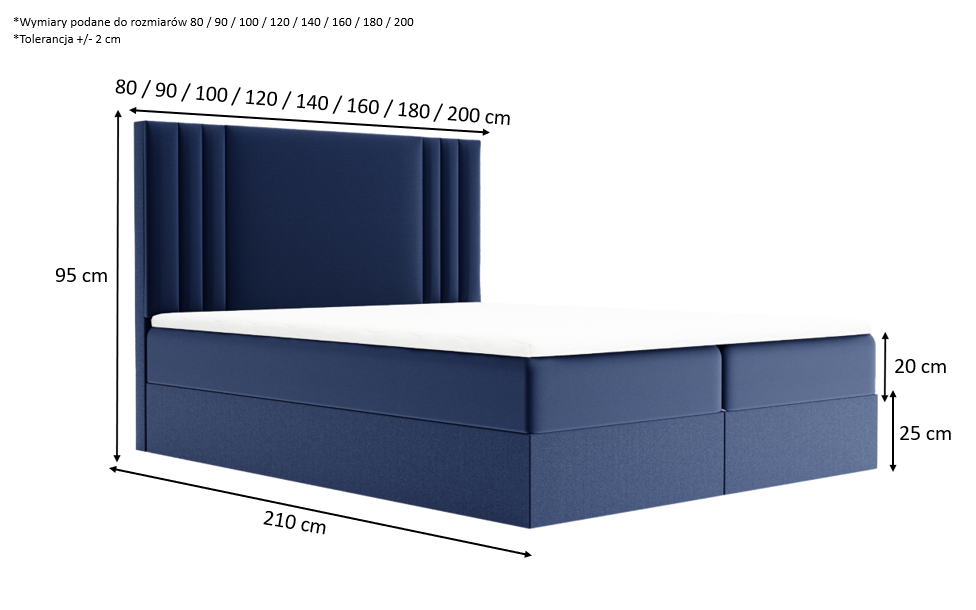 Łóżko kontynentalne Nelia 2 z materacem 200x200 cm 4