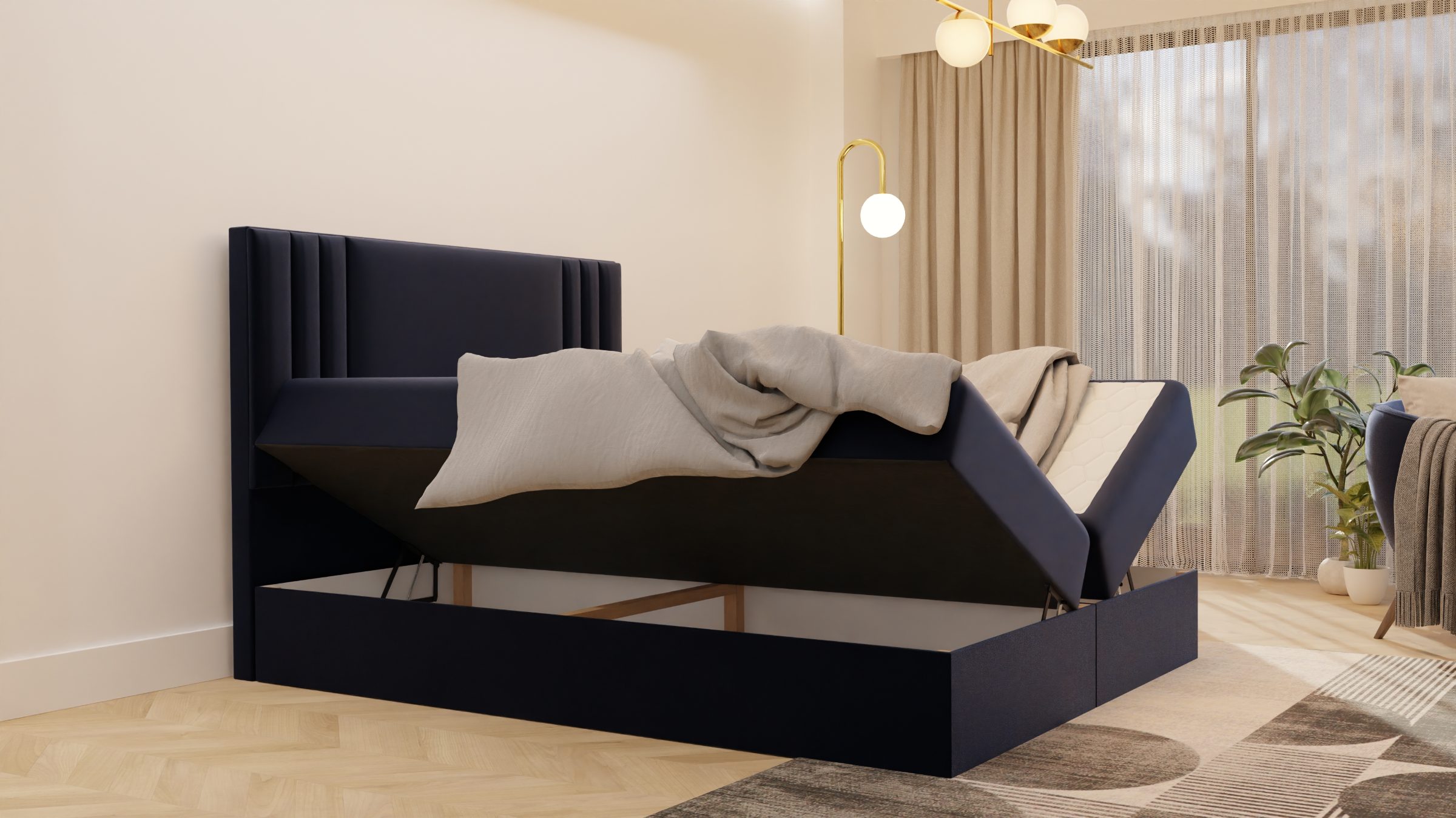 Łóżko kontynentalne Nelia 2 z materacem 200x200 cm 2