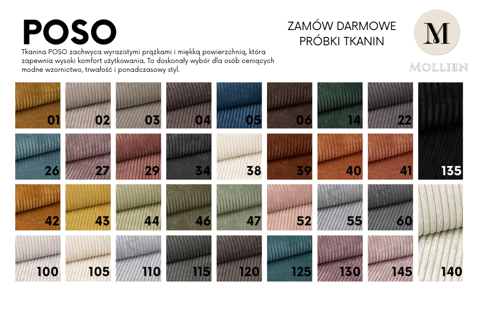 Tkanina POSO – modny sztruks do sof, narożników i łóżek tapicerowanych
