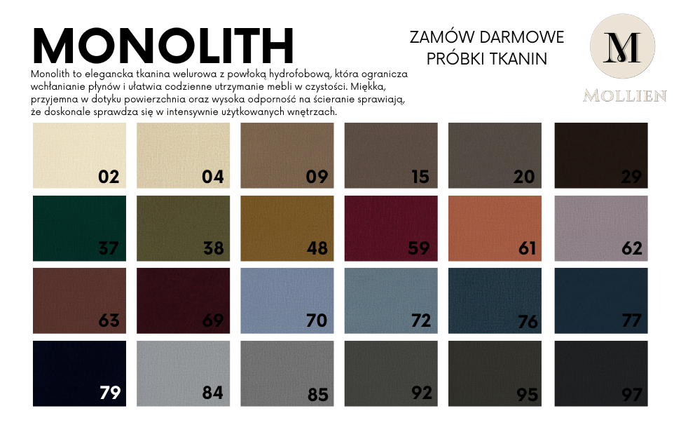 Tkanina Monolith – elegancki welur hydrofobowy do mebli tapicerowanych