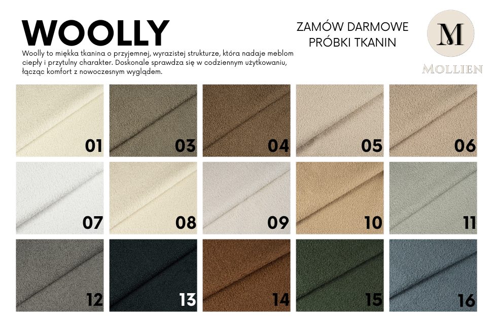 Tkanina Woolly – miękka tkanina bouclé do mebli tapicerowanych