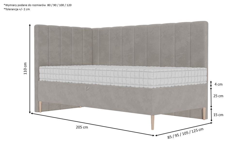Łóżko młodzieżowe i dziecięce Remi z pojemnikiem 100x200 cm 6