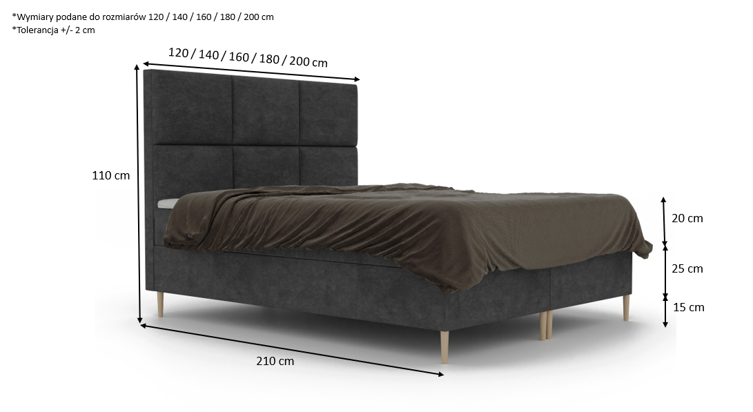 Łóżko kontynentalne Karo z materacem 200x200 cm 8