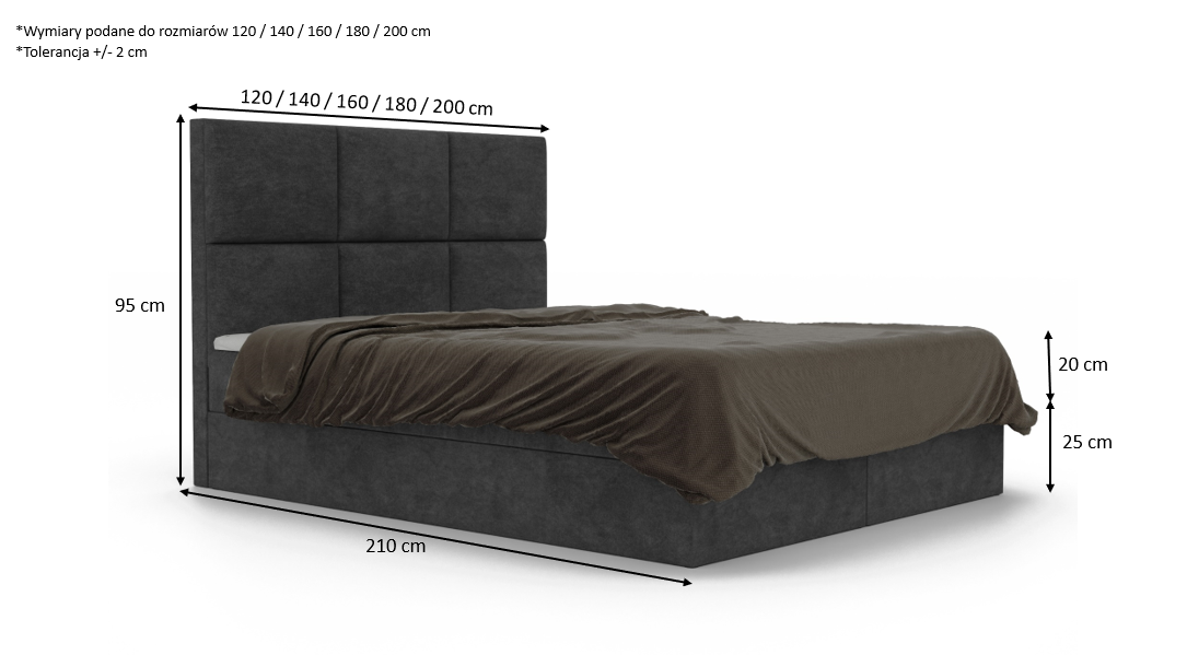 Łóżko kontynentalne Karo 2 z materacem 180x200 cm 6