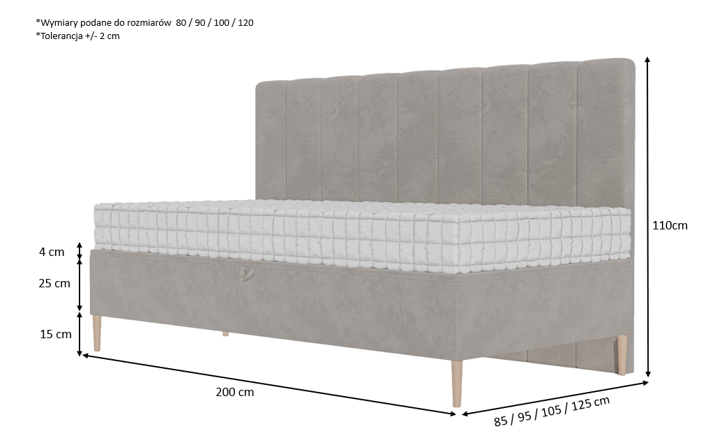 Łóżko tapicerowane dla dzieci i młodzieży Timo 90x200 6
