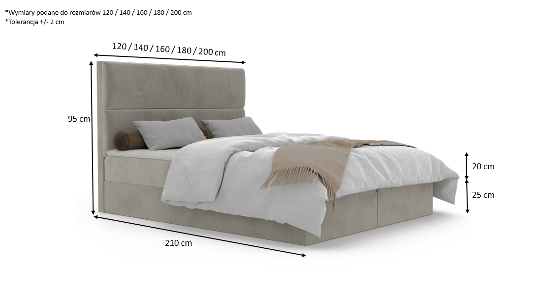 Łóżko kontynentalne Simo 2 z materacem 120x200 cm 5