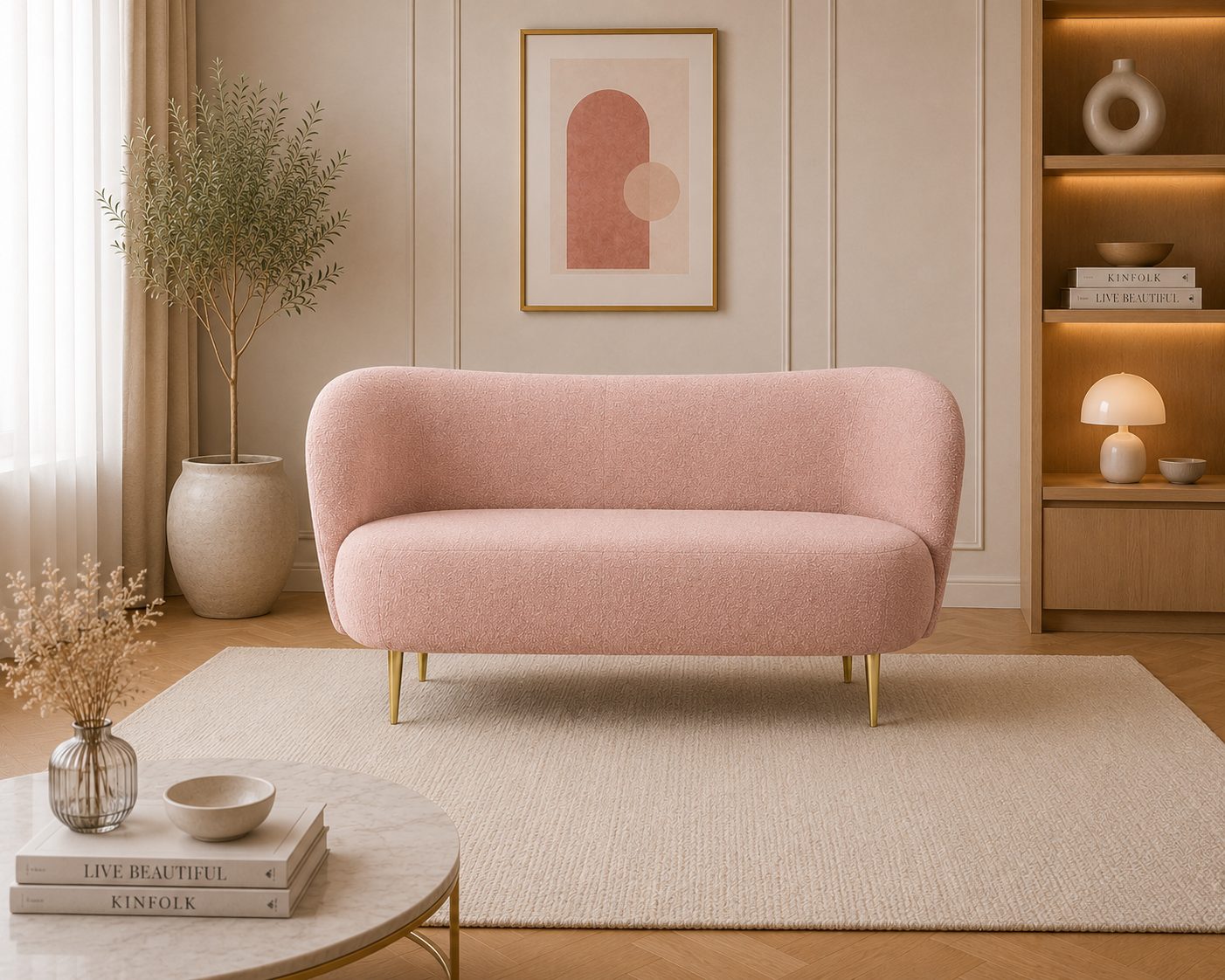Sofa 3-osobowa Aurea – elegancka sofa do salonu na złotych nogach