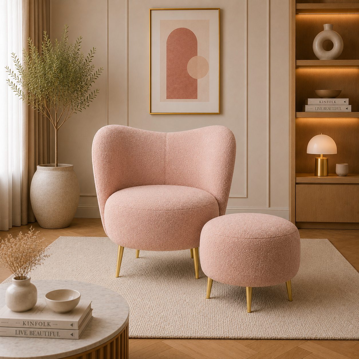 Fotel Aurea – elegancki fotel do salonu na złotych nogach 4