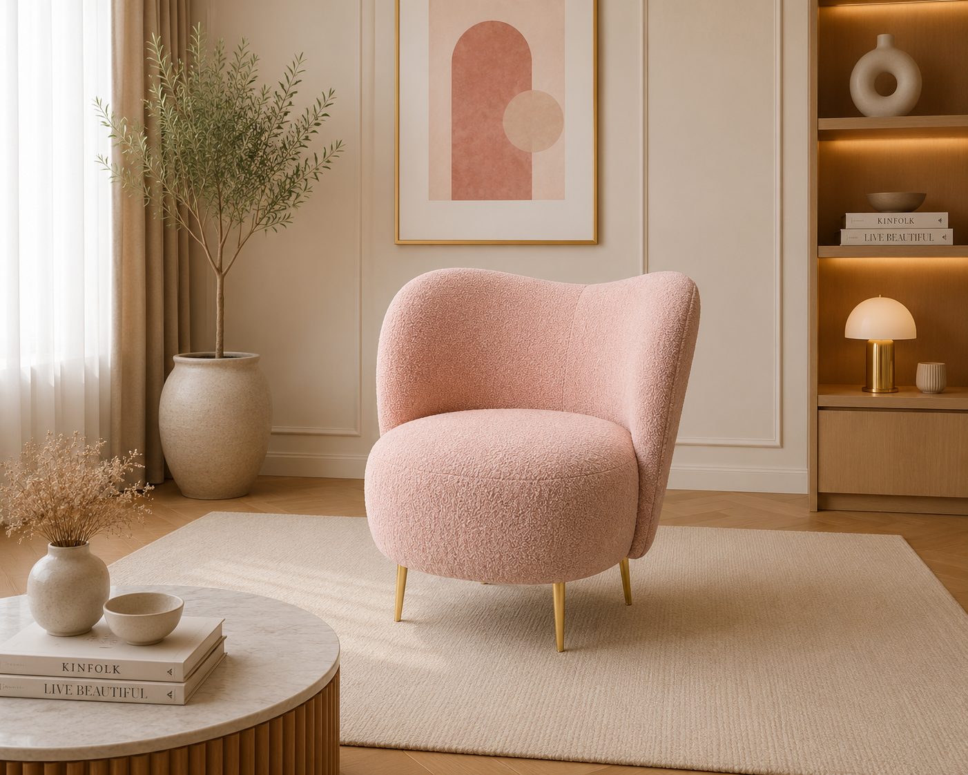Fotel Aurea – elegancki fotel do salonu na złotych nogach