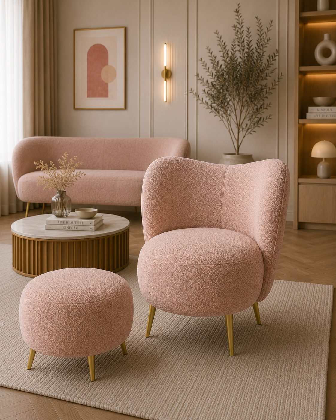 Fotel Aurea – elegancki fotel do salonu na złotych nogach 3