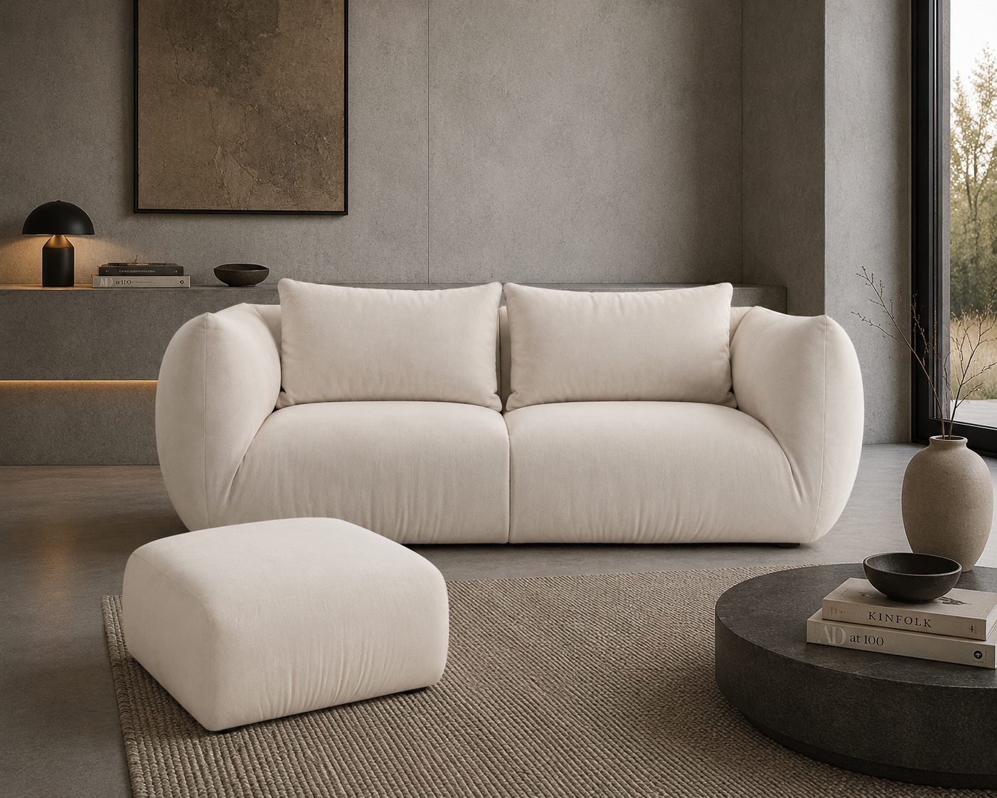 Pufa Mova – designerska pufa tapicerowana o miękkiej formie 2